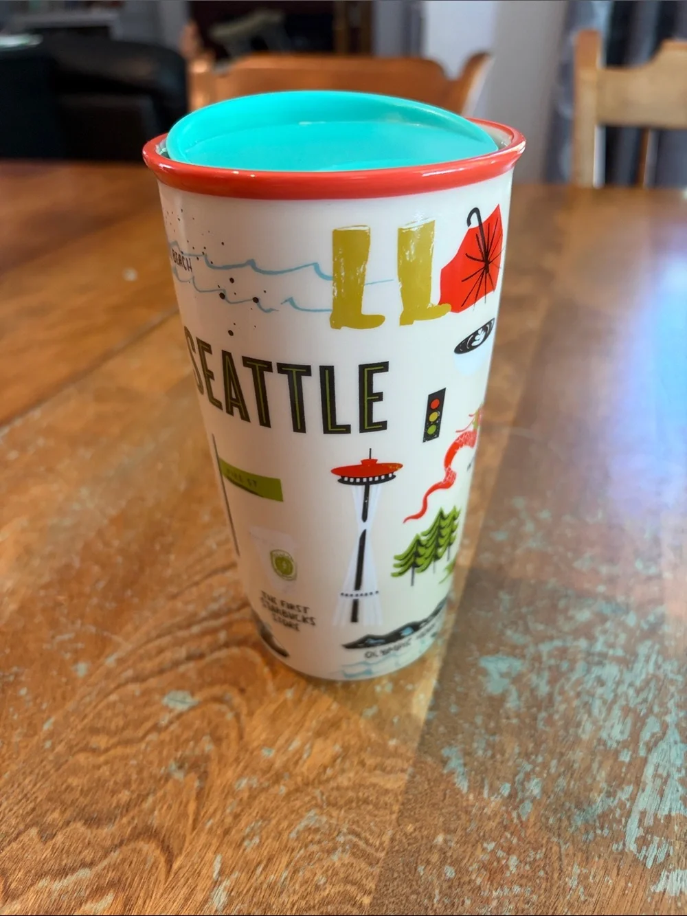 Starbucks Seattle Wall Ceramic Tumbler Mug 12 oz